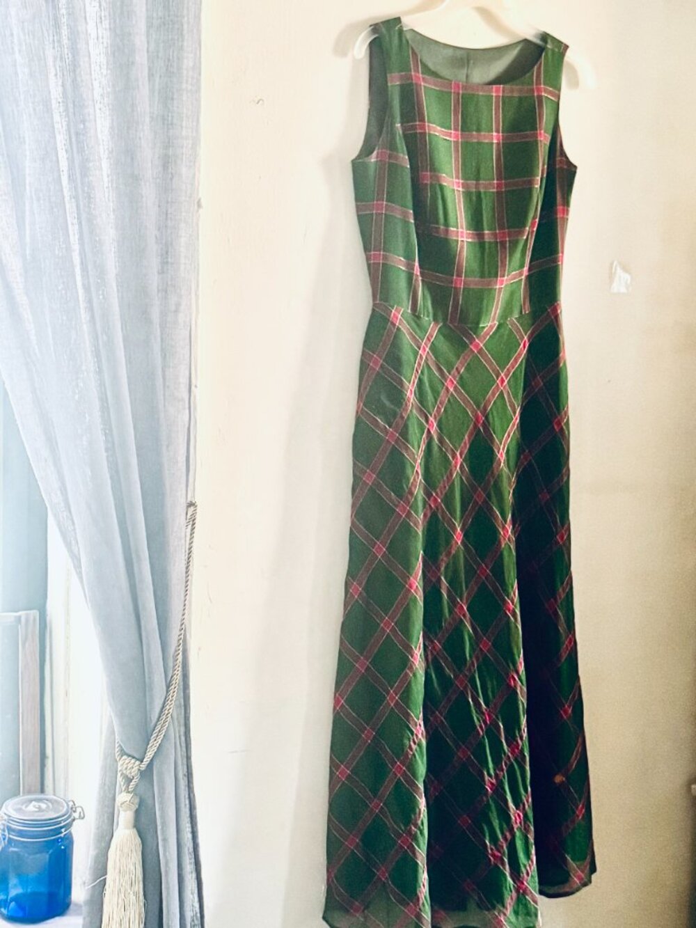 Vintage Plaid Custom Made Maxi Dress Size 4-6 - Picture 3 of 14